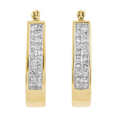 1ct TW Hoop Diamond Earrings