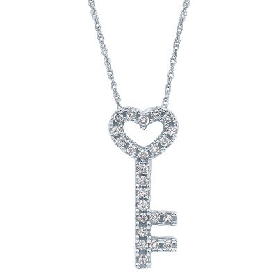 1/4ct TW Diamond Heart Key Pendant