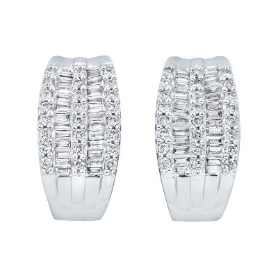 1ct TW Hoop Diamond Earrings