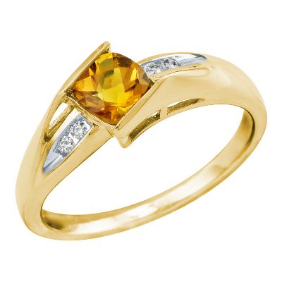 Checkerboard Cut Citrine Ring