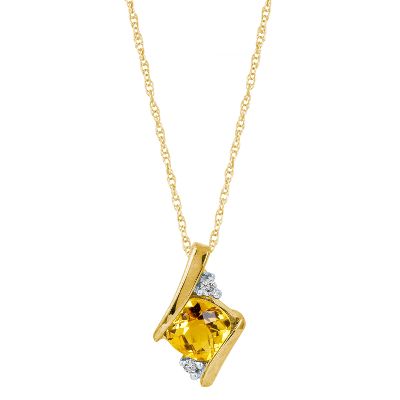 Checkerboard Cut Citrine Pendant