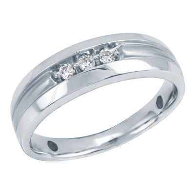 1/8ct TW Luxury Fit Men's Three-Diamond Ring