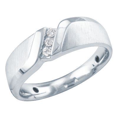 1/10ct TW Luxury Fit Men's Three-Diamond Ring