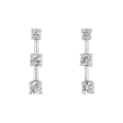 1/2ct TW Stick Three-Diamond Earrings