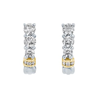 1ct TW J-Hoop Three-Diamond Earrings