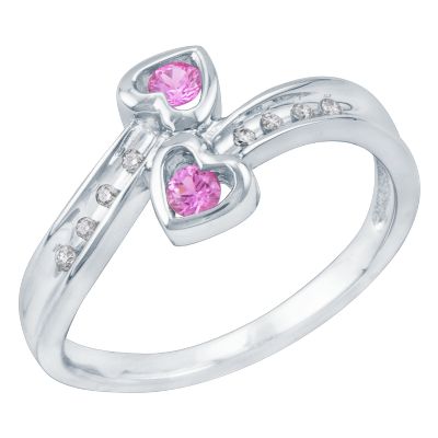 Pink Sapphire Heart Bypass Ring