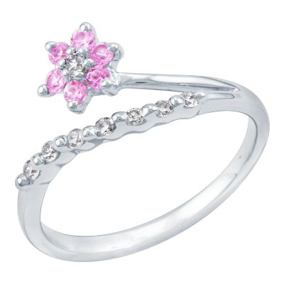 Round Pink Sapphire Flower Ring