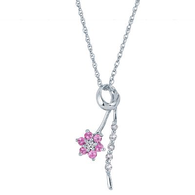 Flower Pink Sapphire Pendant