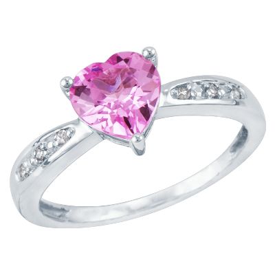 Heart-Shaped Lab-Created Pink Sapphire Ring