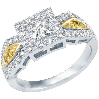 1ct TW Natural Fancy Yellow & White Diamond Ring 