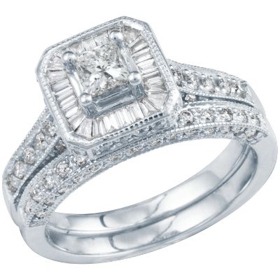 1 1/3ct TW Diamond Engagement Ring Set
