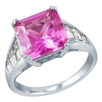 Lab-Created Pink & White Sapphire Ring