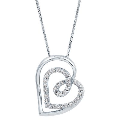 1/4ct TW Double Heart Diamond Pendant