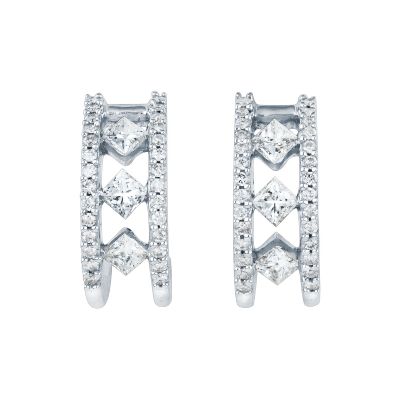 1ct TW J-Hoop Ladder Diamond Earrings