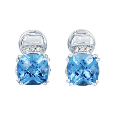 Cushion Cut Blue Topaz Earrings