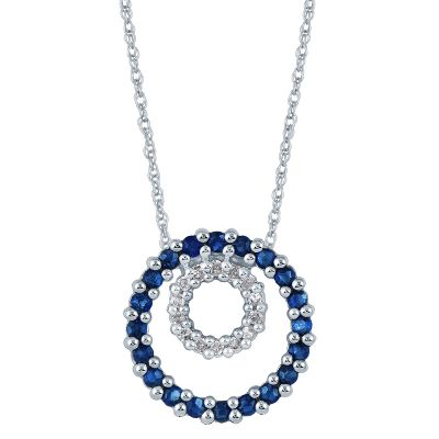 Double Circle Sapphire & Diamond Pendant