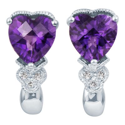 Heart-Shaped Amethyst Earrings