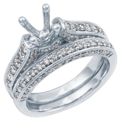 1ct TW Diamond Semi-Mount Engagement Ring Set