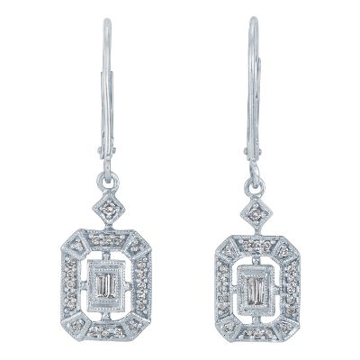 1/4ct TW Rectangular-Shaped Diamond Earrings