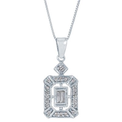 1/4ct TW Rectangle Diamond Pendant