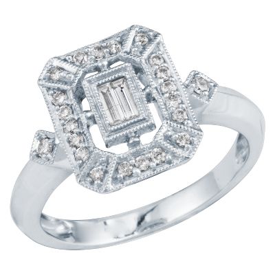 1/4ct TW Rectangle Diamond Ring
