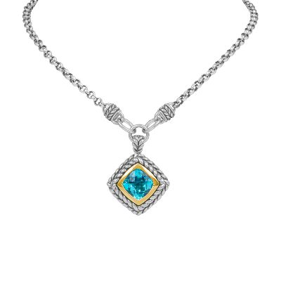 Cushion Cut Blue Topaz Pendant