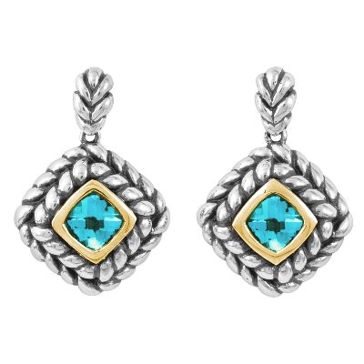 Cushion Cut Blue Topaz Earrings