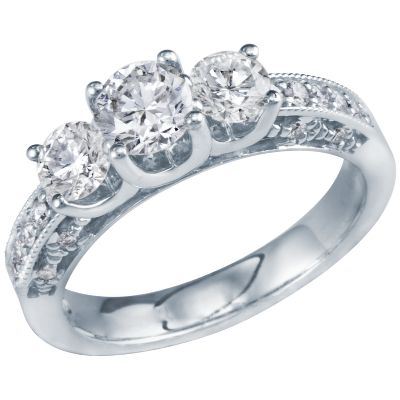 1 1/2ct TW Milgrain Three-Diamond Ring