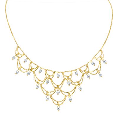 Draped Two-Tone Gold Bead Necklace