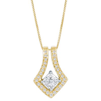 3/8ct TW Round Diamond Drop Pendant