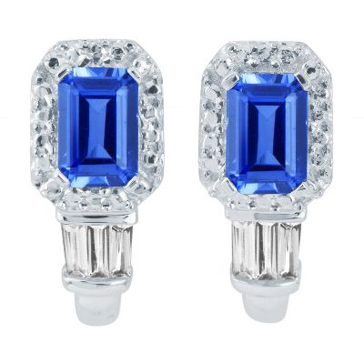 Lab-Created Ceylon Sapphire Earrings