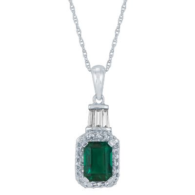 Emerald Cut Lab-Created Emerald Pendant
