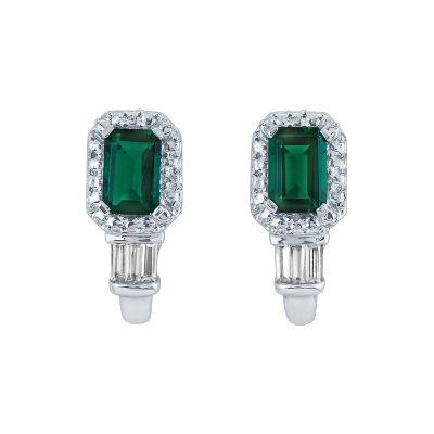 Emerald Cut Lab-Created Emerald Earrings