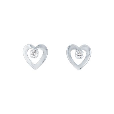 .02ct TW Baby Open Heart Diamond Earrings