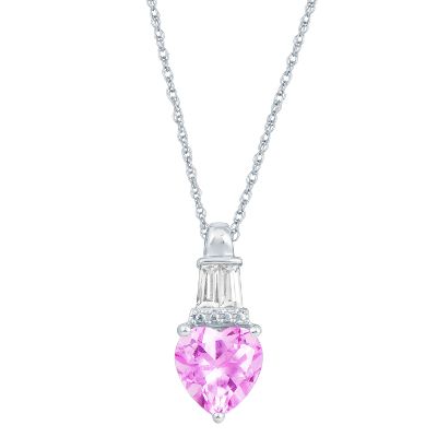 Heart-Shaped Lab-Created Pink Sapphire Pendant