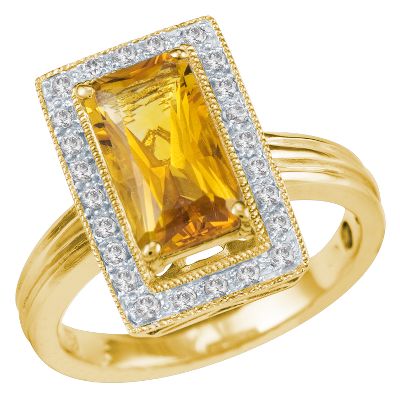 Radiant Cut Citrine Ring