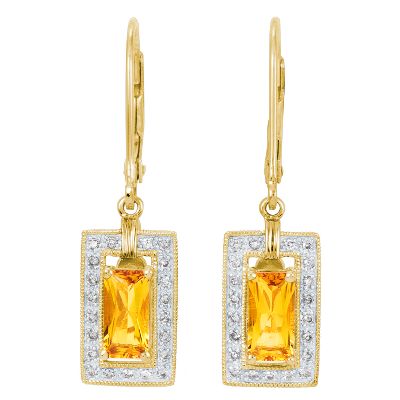 Radiant Cut Citrine Earrings
