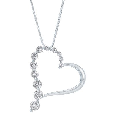 1/2ct TW Graduated Heart-Shaped Diamond Pendant