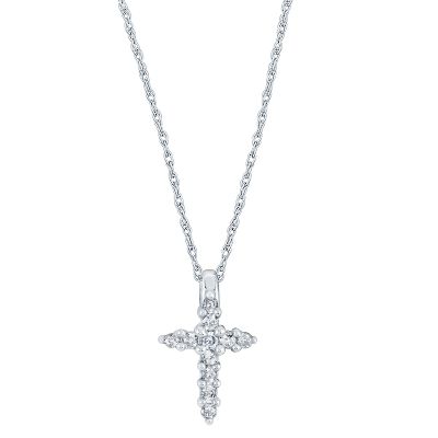 1/10ct TW Round Diamond Cross Pendant