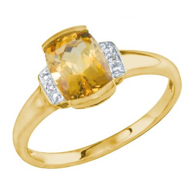 Cushion Cut Citrine Ring