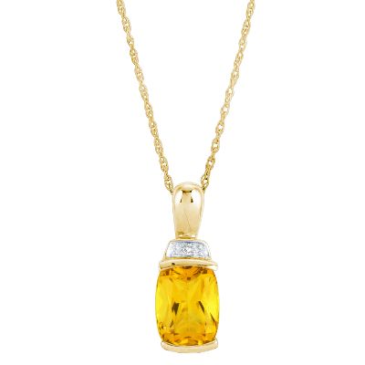 Cushion Cut Citrine Pendant