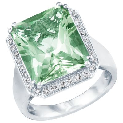 Radiant Cut Green Amethyst Ring