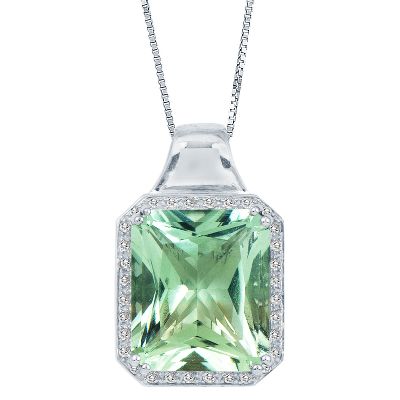 Radiant Cut Green Amethyst Pendant