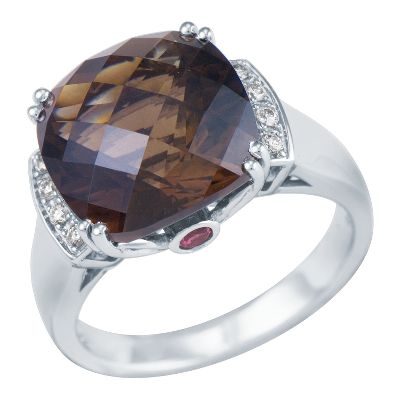 Cushion Cut Smoky Quartz Ring
