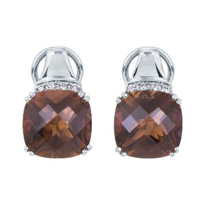 Cushion Cut Smoky Quartz Earrings