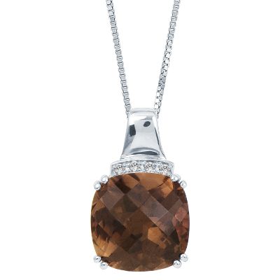 Cushion Cut Smoky Quartz Pendant