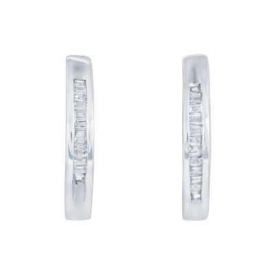 1/10ct TW Baguette Diamond Hoop Earrings