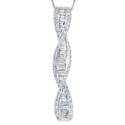 1ct TW Round & Baguette Diamond Pendant