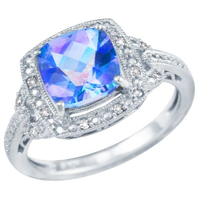 Cushion Cut Pacific Fire Topaz Ring