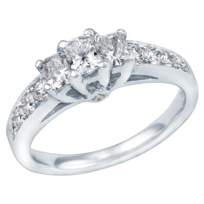 1ct TW Radiant Cut Three-Diamond Ring 